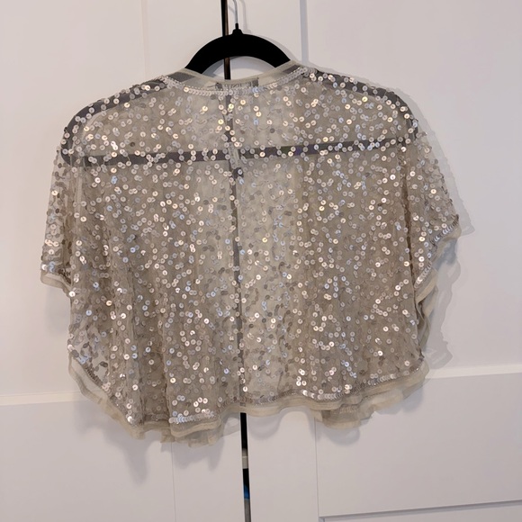 Shoulder Shrug, Prom, Bridal Cape, Champagne Color, OneSize, Sequined, Formal - Picture 2 of 3